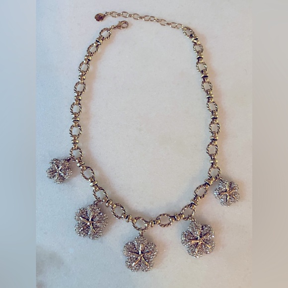 Sea Stars Rhinestones Bronze Necklace - Picture 3 of 8